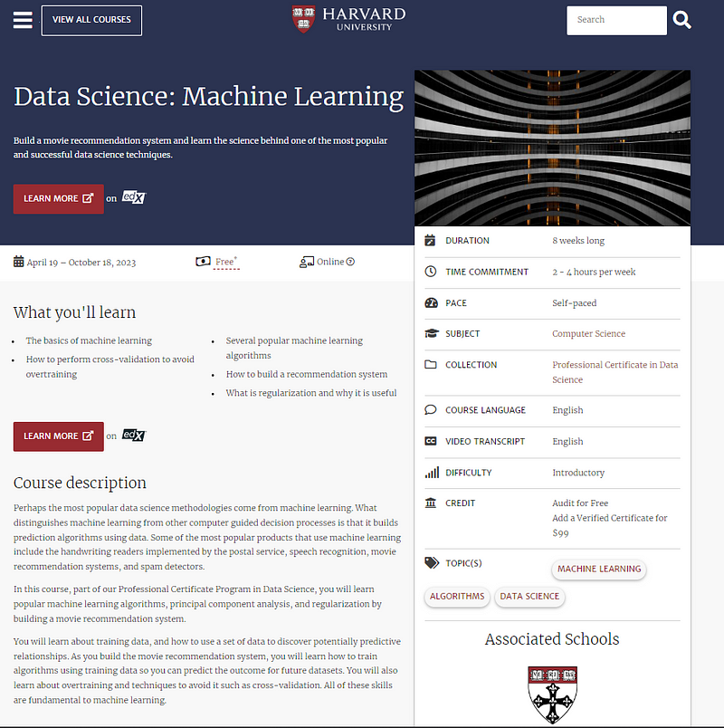 Harvard Data Science Machine Learning Course