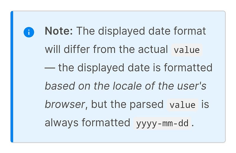 HTML date input field example