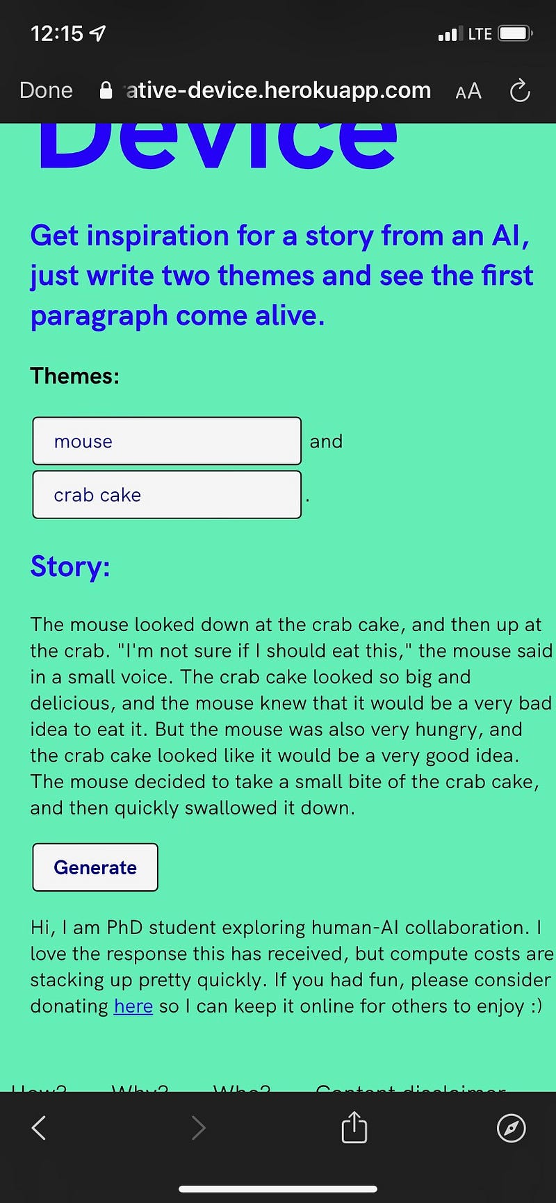 Whimsical dialogue between a mouse and a crab cake