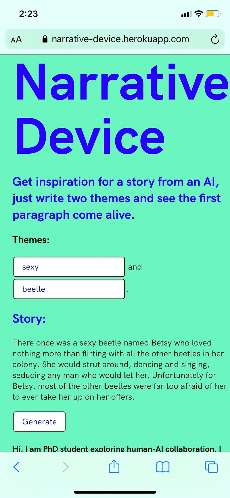 The charismatic adventures of a beetle named Betsy