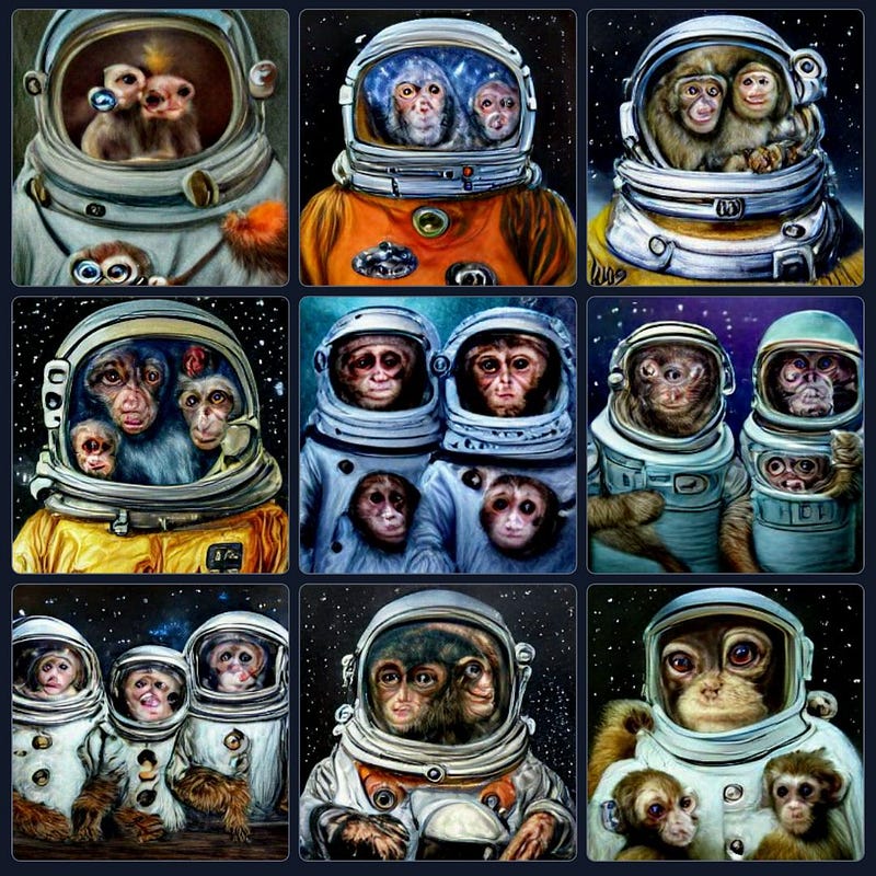 AI-generated monkeys in space