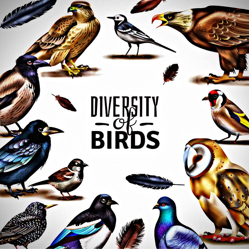 Diverse bird species in nature