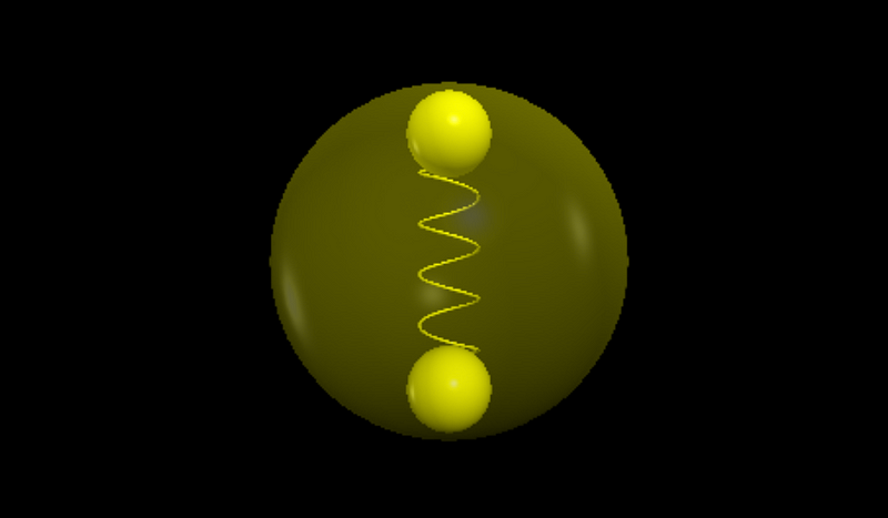 Two interconnected balls with a spring in between