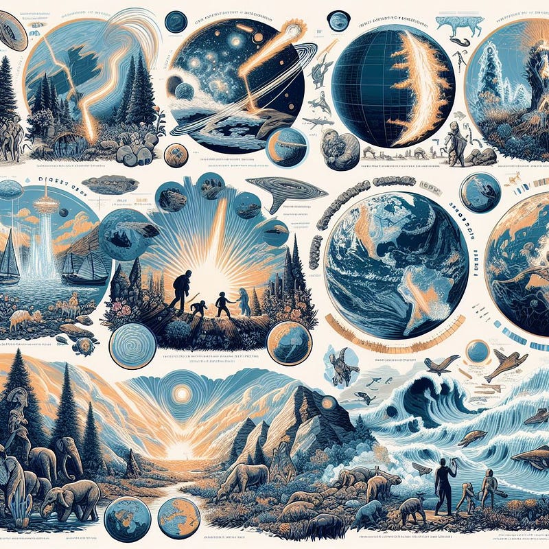 Illustration of Earth's early oceans and life forms