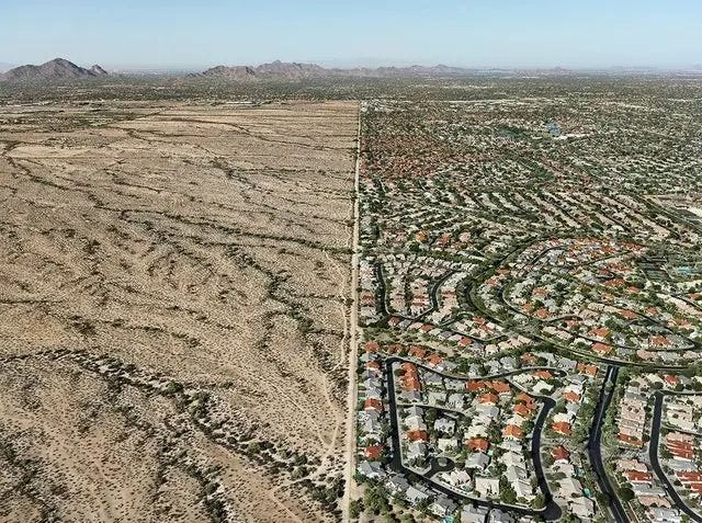 The border between Salt River Pima Indian Reservation and Scottsdale