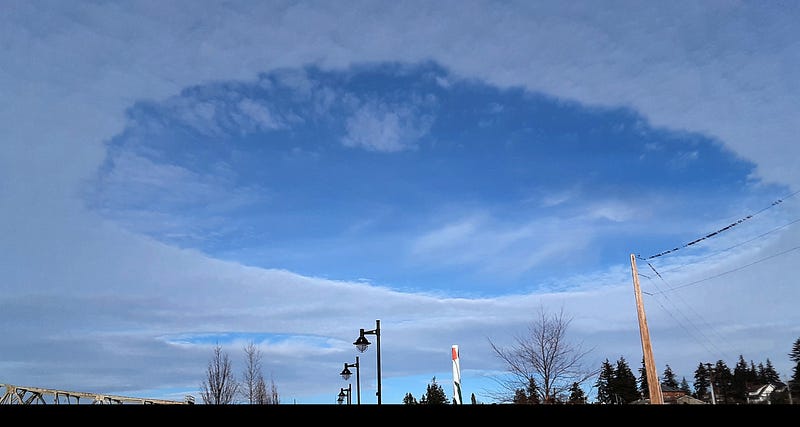 Scientific study of fall streak hole clouds