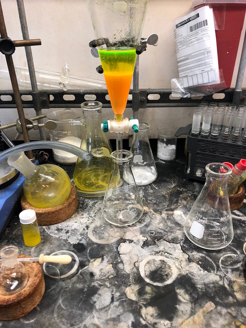 Liquid-liquid extraction of fluorescein dye