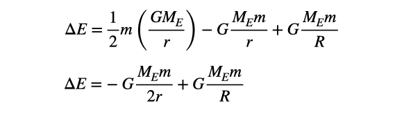 Total energy change formula for satellites