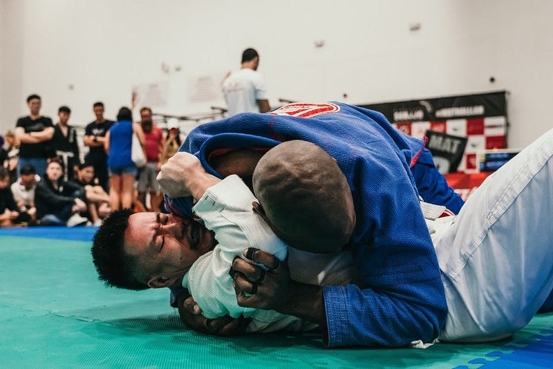 Focused during a sparring session