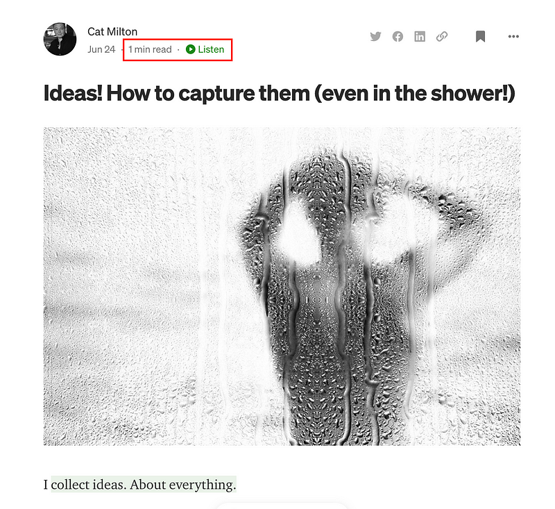 Screenshot of a Medium article example