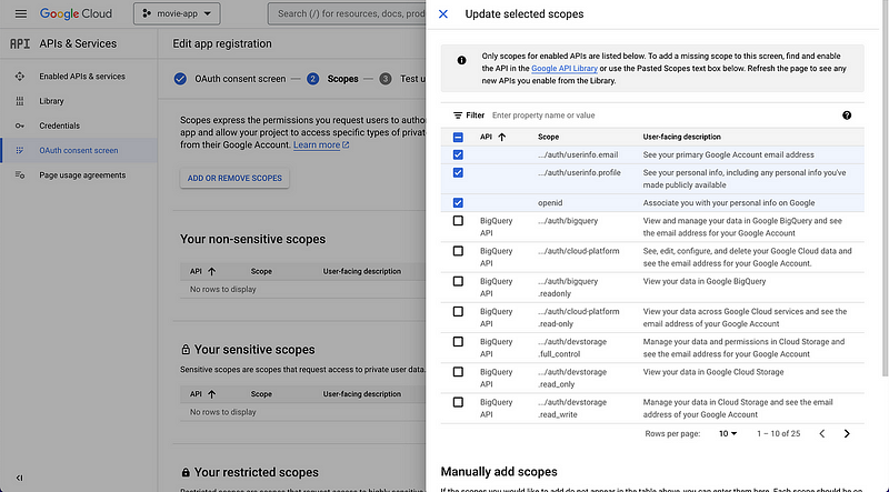 Creating OAuth client ID