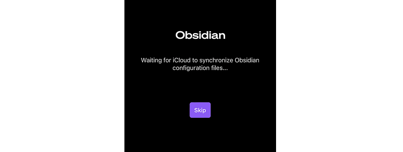 Opening screen of Obsidian on iPhone