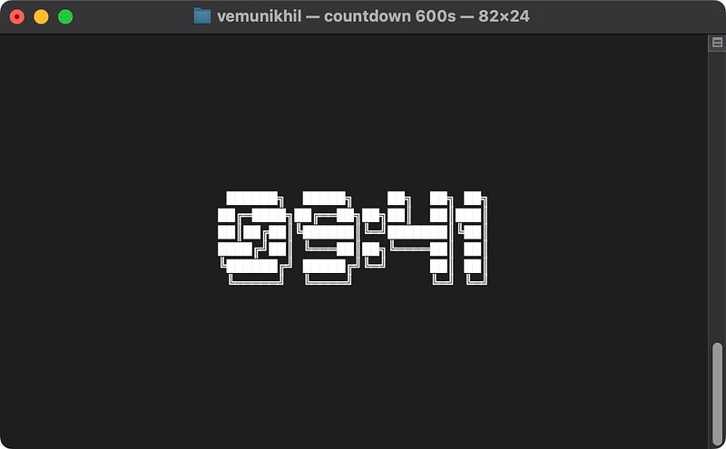 Screenshot of countdown tool in action