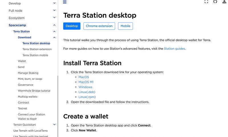 Installation of Terra Station application