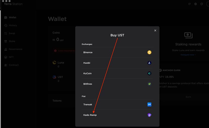 Transaction history in Terra Wallet