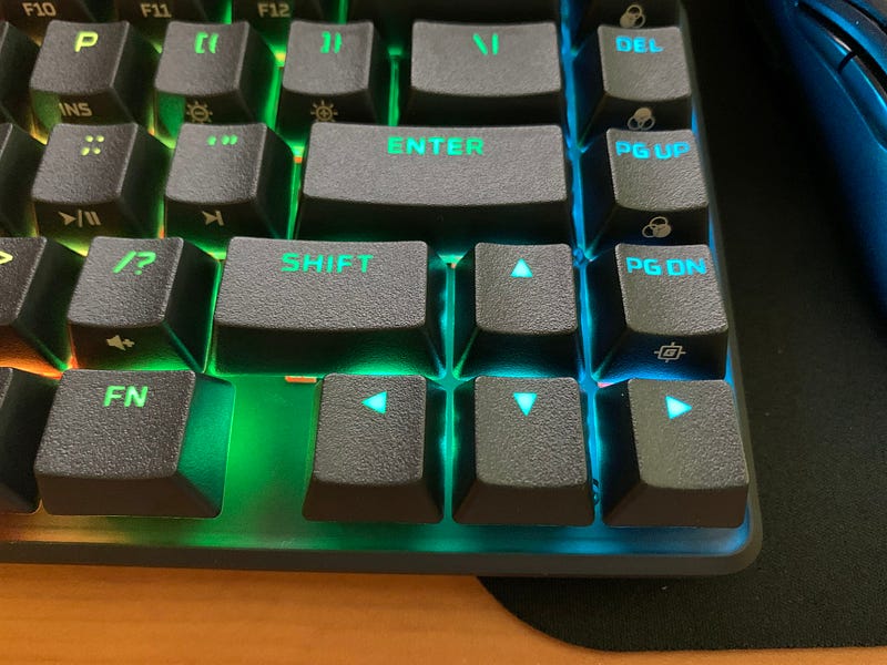 Close-up of the Alloy Origins 65's key layout