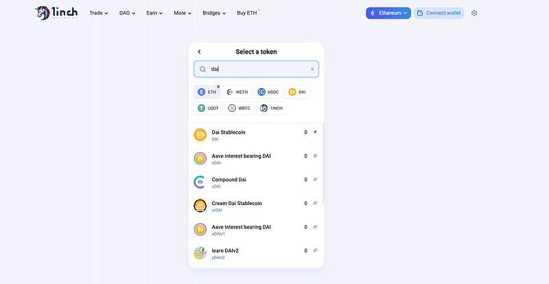 Options for acquiring DAI through various platforms.