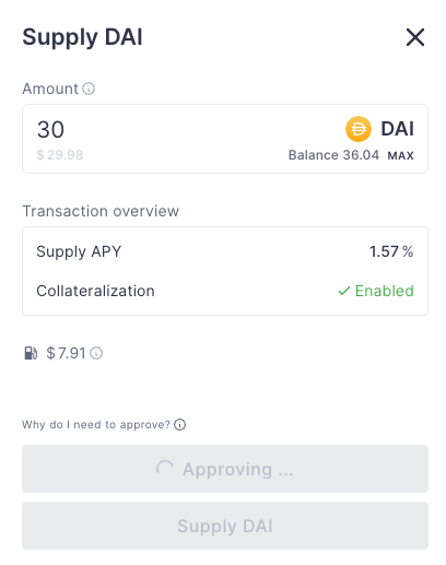 Aave yield options for DAI.