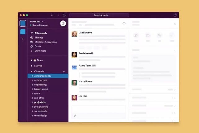 Slack communication platform for teams