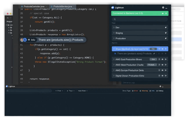 Lightrun for real-time application monitoring