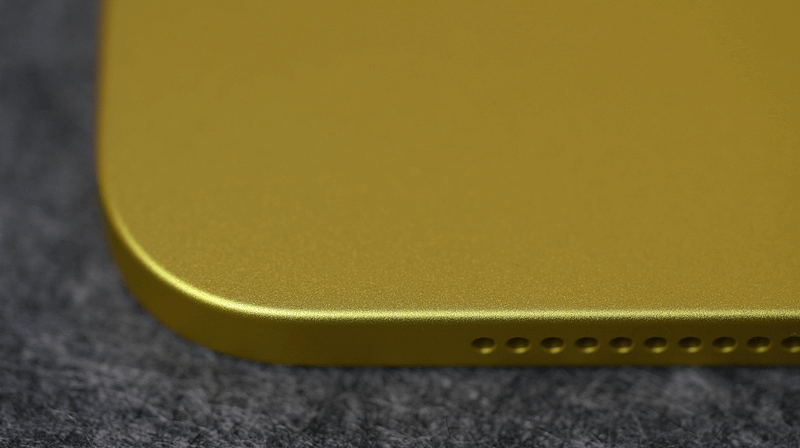 The metallic finish of the iPad