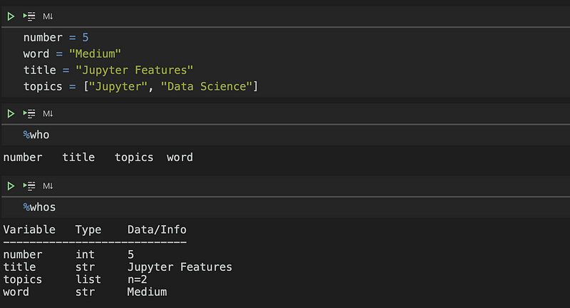 Viewing active variables in Jupyter Notebook