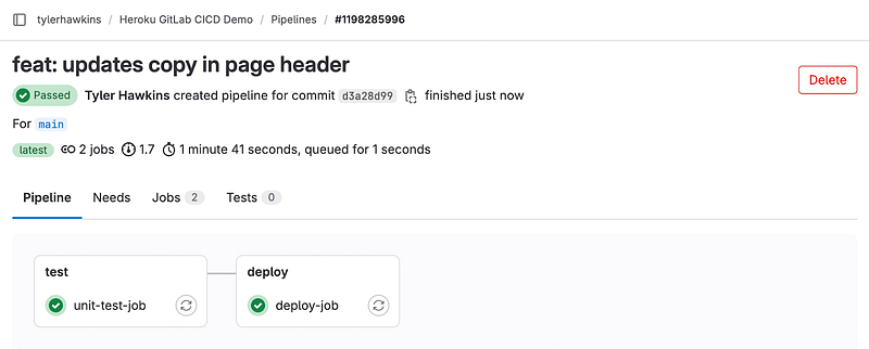 GitLab CI pipeline in action