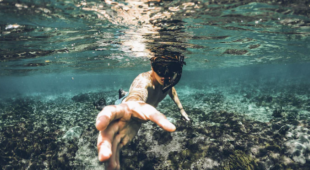 Relaxing while snorkeling