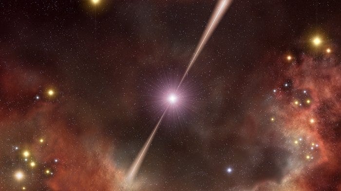 Artistic depiction of a gamma ray burst.