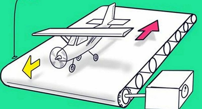 Airplane on a conveyor belt illustration