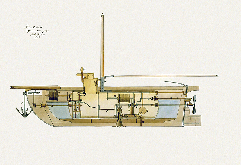 Illustration of Robert Fulton's submarine