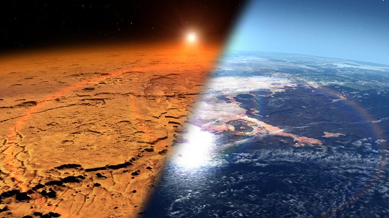 Artistic representation of ancient Mars