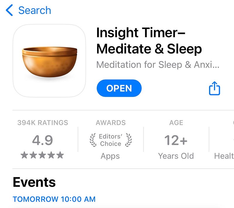 Mindfulness app for support