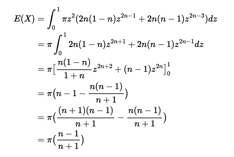 Expected value calculation for radius defined by Z.