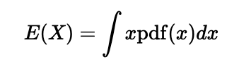 Expected value formula for continuous random variables.