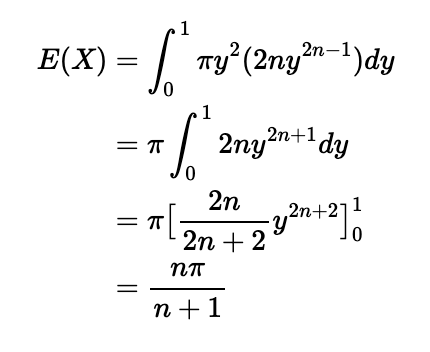 Calculation of expected area based on radius.