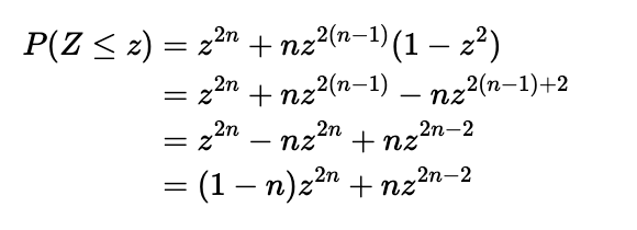 CDF calculation for the new variable Z.