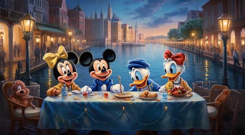 Donald Duck in a Venetian scene