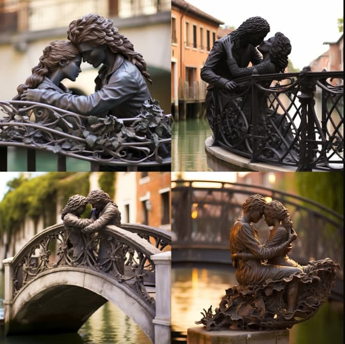 Sculpture concept based on love in Venice