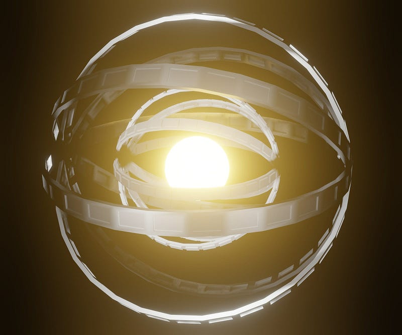 Conceptual image of Dyson sphere energy collection.