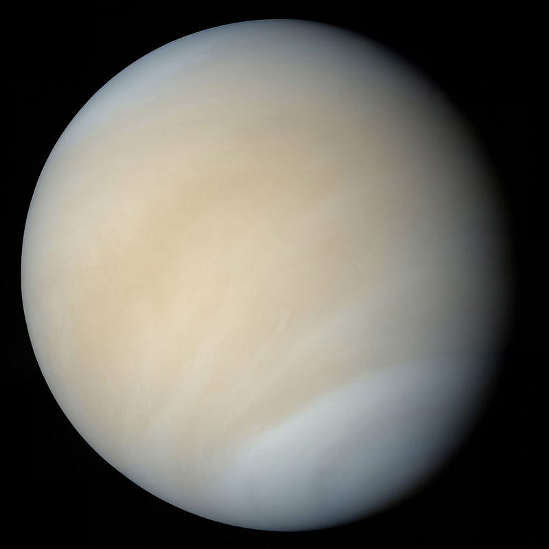 Natural color image of Venus captured by Mariner 10