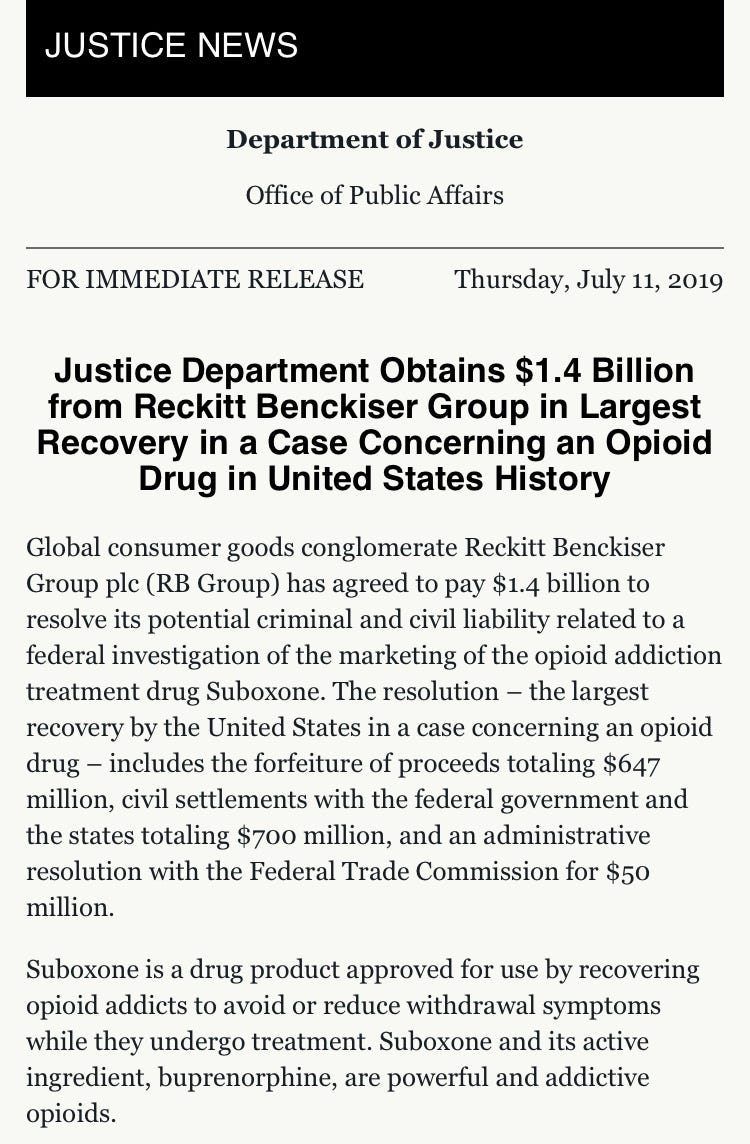 Screenshot of DOJ press release